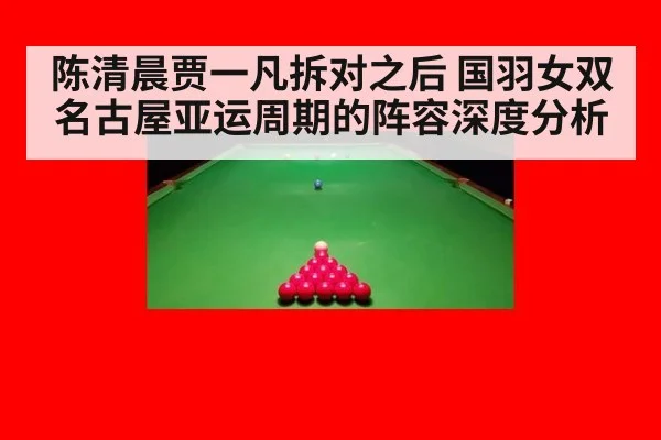 陈清晨贾一凡拆对之后 国羽女双名古屋亚运周期的阵容深度分析